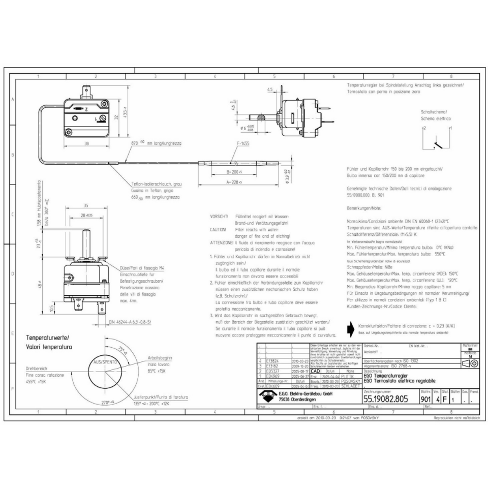 85-450°C 2T L-870 ø 3,9x228MM Termostat